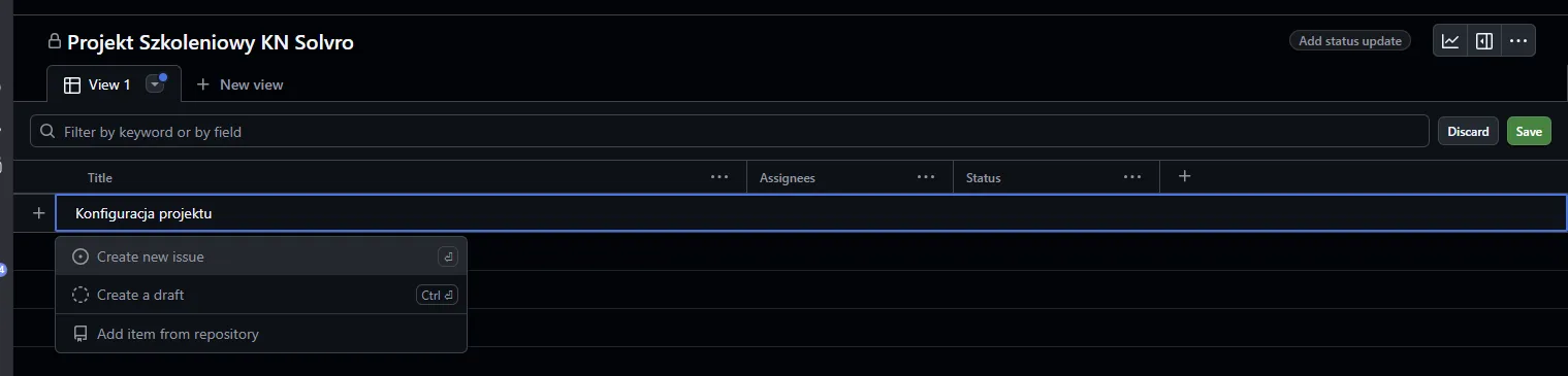 Jak utworzyć pierwsze zadanie