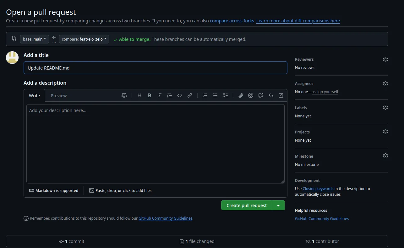 Pull request edit window