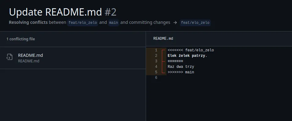 Conflicts in github editor